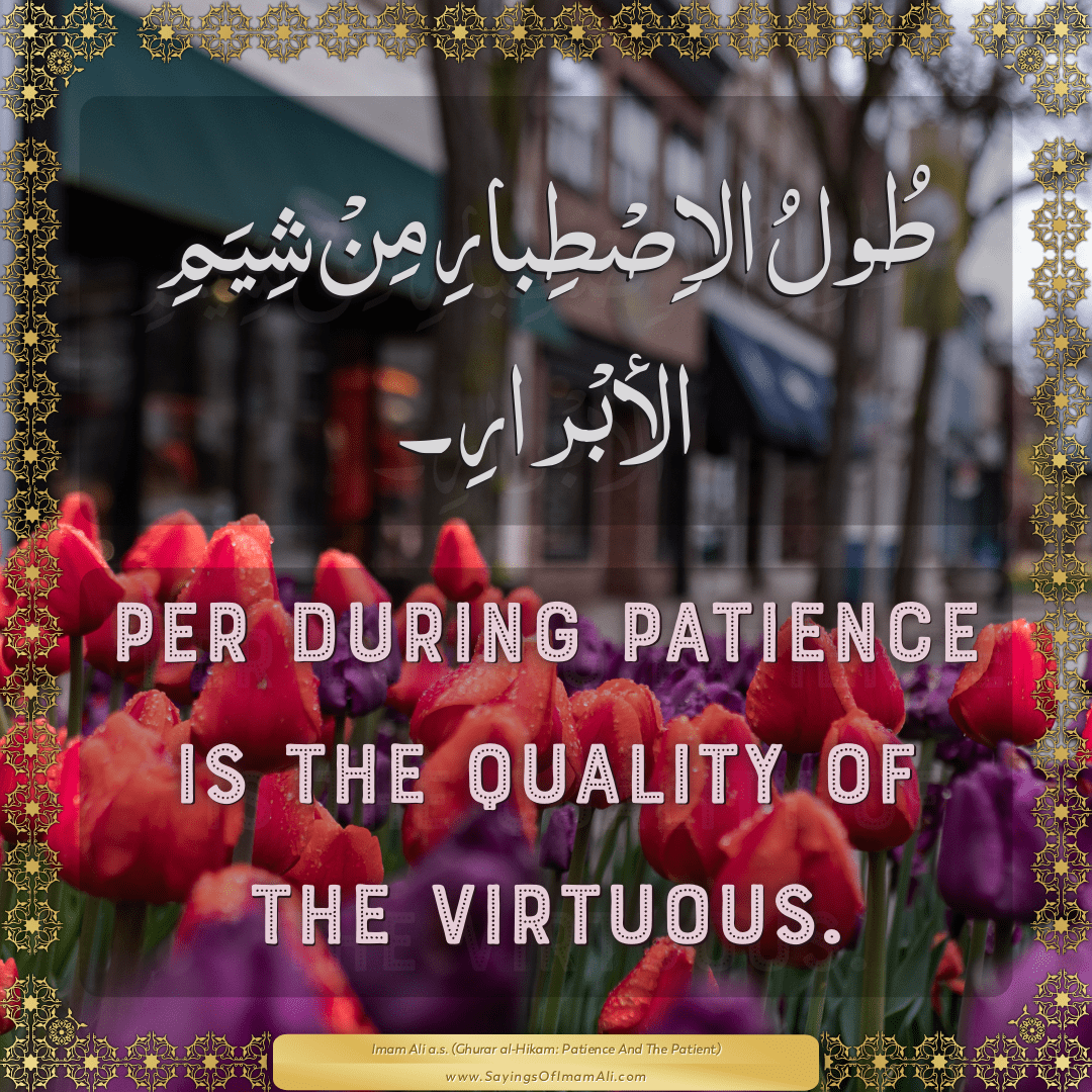 Per during patience is the quality of the virtuous.